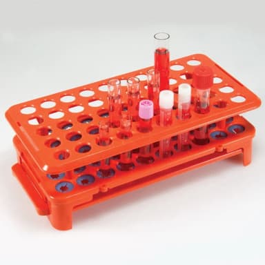 Grip Rack, Rack with Tube Grippers and Tube Eject for up to 15mm Tubes, 50-Place, Autoclavable, Orange - CS/25