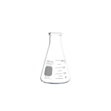 PYREX 250mL Narrow Mouth Erlenmeyer Flasks with Heavy Duty Rim