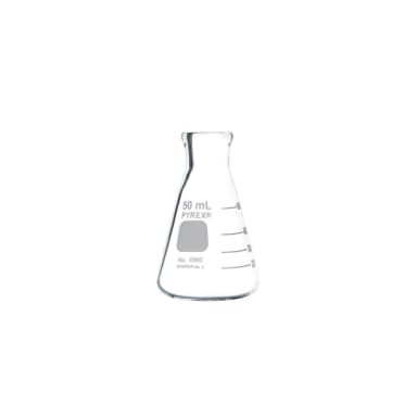 PYREX 50mL Narrow Mouth Erlenmeyer Flasks with Heavy Duty Rim