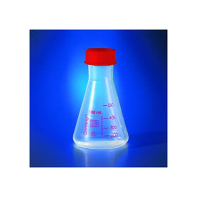 Corning 500mL Reusable Plastic Narrow Mouth Erlenmeyer Flask, Polymethylpentene with GL-52 PP Screw Cap