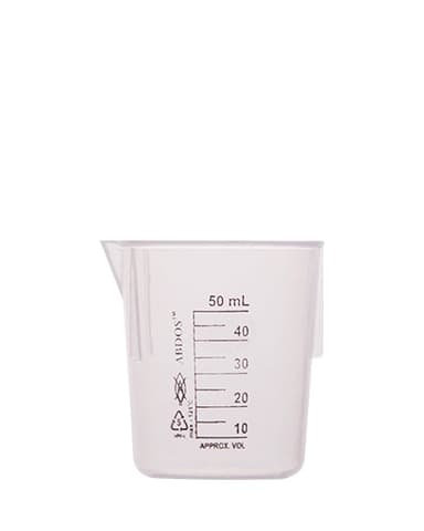 Abdos Printed Plastic Tapered Beakers, Polypropylene (PP) 50 mL, 12/CS