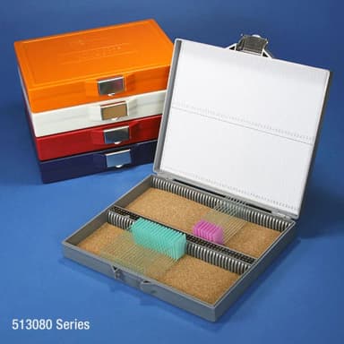 Slide Box for 100 Slides, Cork Lined, Stainless Steel Lock, Red - CS/50