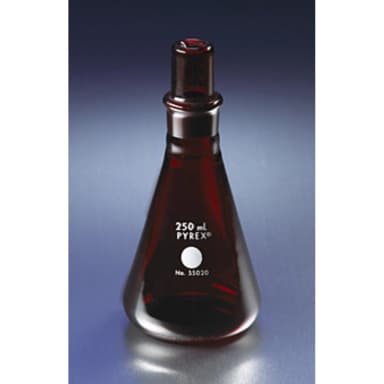 PYREX 250mL Low Actinic Narrow Mouth Erlenmeyer Flask with PYREX Standard Taper Stopper