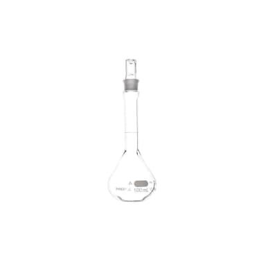PYREX 100mL EZ Access Wide Mouth Volumetric Flask, Class A, Heavy Duty, with Glass Standard Taper Stopper