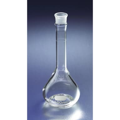 PYREX 50mL EZ Access Wide Mouth Volumetric Flask, Class A, Heavy Duty, with Glass Standard Taper Stopper