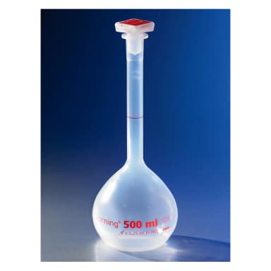 Corning 1L Class A Reusable Plastic Volumetric Flask, Polymethylpentene with 24/29 Tapered PP Stopper