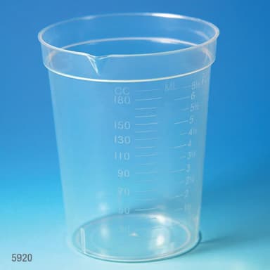 Specimen Container, 6.5oz, with Pour Spout, PP, Graduated, 25/Pack, 20 Packs/Unit