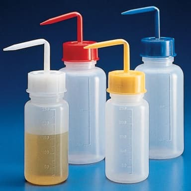 Wash Bottle, Squeeze with Wide Mouth, Screwcap, PE, 500mL, Yellow