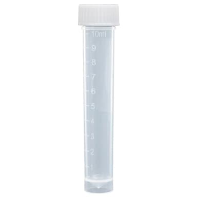 Transport Tube, 10mL, with Separate Red Screw Cap with Hole for Swab, STERILE, PP, Round Bottom, Self-Standing, Bulk Packed, 2 x 500 Tubes/Bag & 1 x 1000