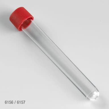Test Tube with Attached Red Screw Cap, 16 x 120mm (15mL), PS, STERILE, Individually Wrapped