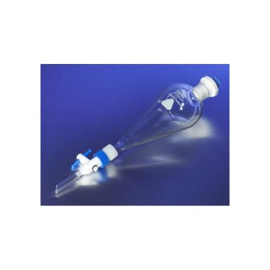 PYREX 500mL Economy Squibb Separatory Funnel, Polyethylene Standard Taper Stopper, Replaceable Product Standard PTFE Stopcock