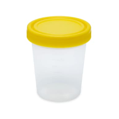 Container: Histology, 500mL (16oz), PP, Graduated, with Separate Yellow Screwcap