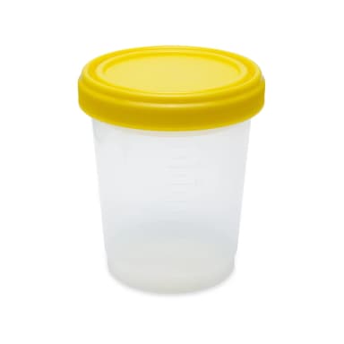 Container: Histology, 1000mL (32oz), PP, Graduated, with Separate Yellow Screwcap