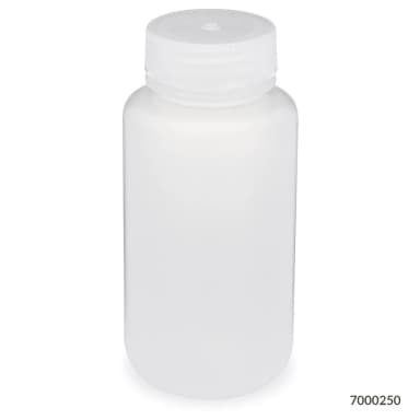 Bottle, Wide Mouth, PP Bottle, Attached PP Screw Cap, 250mL, 12/Pack - cs-72