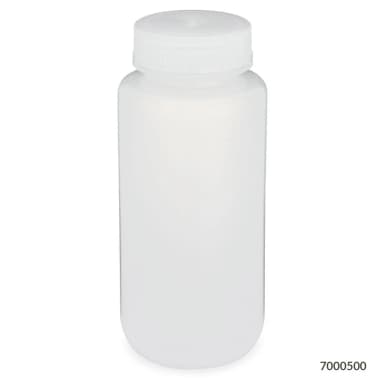 Bottle, Wide Mouth, PP Bottle, Attached PP Screw Cap, 500mL, 12/Pack - CS/48