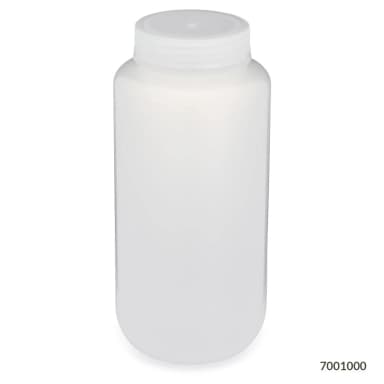 Bottle, Wide Mouth, PP Bottle, Attached PP Screw Cap, 1000mL, 6/Pack - CS/24