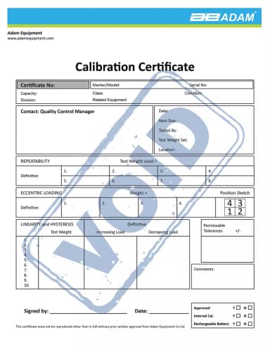 Calibration certificate