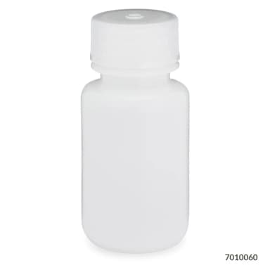 Bottle, Wide Mouth, HDPE Bottle, Attached PP Screw Cap, 60mL, 12/Pack - cs-72