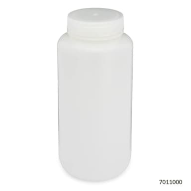 Bottle, Wide Mouth, HDPE Bottle, Attached PP Screw Cap, 1000mL, 6/Pack - CS/24