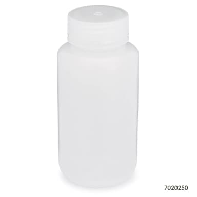 Bottle, Wide Mouth, LDPE Bottle, Attached PP Screw Cap, 250mL, 12/Pack - cs-72