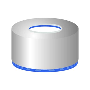 N9 PP screw cap (bonded), blue, center hole Silicone beige/PTFE white