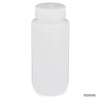 Bottle, Wide Mouth, LDPE Bottle, Attached PP Screw Cap, 500mL, 12/Pack - CS/48