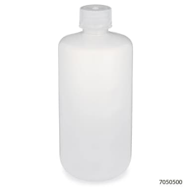 Bottle, Narrow Mouth, PP Bottle, Attached PP Screw Cap, 500mL, 12/Pack - CS/48