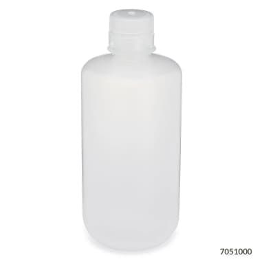 Bottle, Narrow Mouth, PP Bottle, Attached PP Screw Cap, 1000mL, 6/Pack - CS/24
