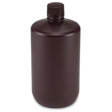 Bottle, Narrow Mouth, Amber PP Bottle, Attached PP Screw Cap, 2 Litres (0.5 Gallons) - CS/6