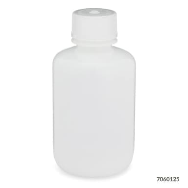 Bottle, Narrow Mouth, HDPE Bottle, Attached PP Screw Cap, 125mL, 12/Pack - cs-72