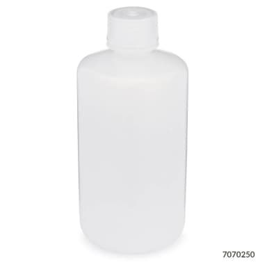 Bottle, Narrow Mouth, LDPE Bottle, Attached PP Screw Cap, 250mL, 12/Pack - cs-72