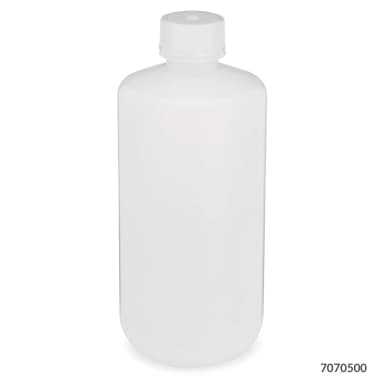 Bottle, Narrow Mouth, LDPE Bottle, Attached PP Screw Cap, 500mL, 12/Pack - CS/48