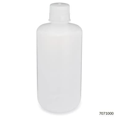 Bottle, Narrow Mouth, LDPE Bottle, Attached PP Screw Cap, 1000mL, 6/Pack - CS/24