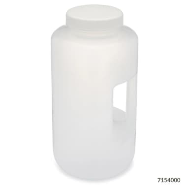 Bottle, Large Wide Mouth with Handle, Round, PP Bottle, 100mm PP Screw Cap, 4 Litres (1.0 Gallons) - CS/6