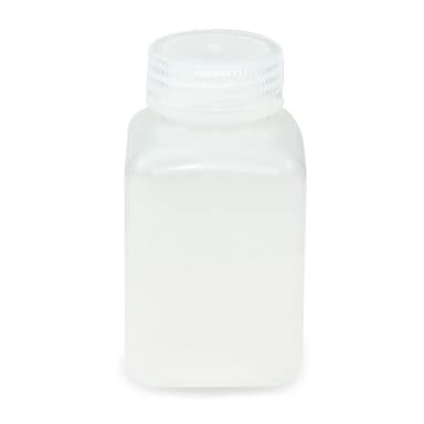Bottle, Wide Mouth, Square, PP, Attached PP Screw Cap, 250mL, 12/Pack - cs-72