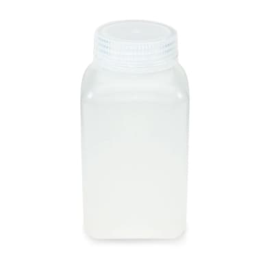 Bottle, Wide Mouth, Square, PP, Attached PP Screw Cap, 500mL, 12/Pack - CS/48