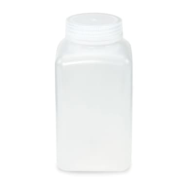Bottle, Wide Mouth, Square, PP, Attached PP Screw Cap, 1000mL, 6/Pack - CS/24