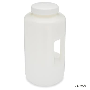 Bottle, Large Wide Mouth with Handle, Round, HDPE Bottle, 100mm PP Screw Cap, 4 Litres (1.0 Gallons) - CS/6