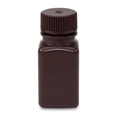 Bottle, Wide Mouth, Square, HDPE, Attached PP Screw Cap, 60mL, 12/Pack - cs-72