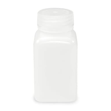 Bottle, Wide Mouth, Square, HDPE, Attached PP Screw Cap, 175mL, 12/Pack - cs-72