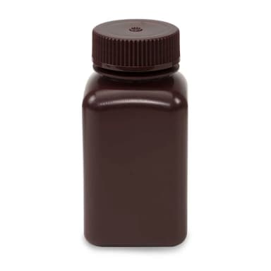Bottle, Wide Mouth, Square, HDPE, Attached PP Screw Cap, 175mL, 12/Pack - cs/72