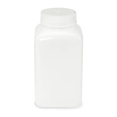 Bottle, Wide Mouth, Square, HDPE, Attached PP Screw Cap, 1000mL, 6/Pack - CS/24