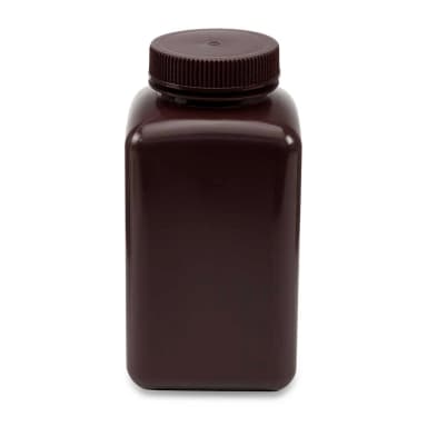 Bottle, Wide Mouth, Square, HDPE, Attached PP Screw Cap, 1000mL, 6/Pack, CS/24