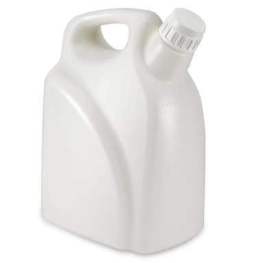 Jerrican with Handle, HDPE Bottle, 53mm PP White Screw Cap, 10 Litres (2.5 Gallons) - CS/6