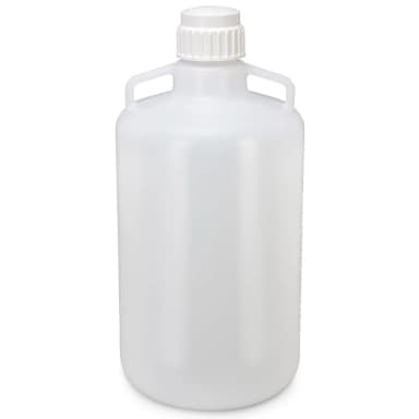 Carboy, Round with Handles, PP, White PP Screwcap, 25 Liter, Molded Graduations, Autoclavable - CS/4