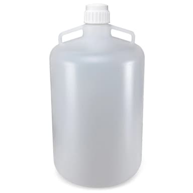 Carboy, Round with Handles, PP, White PP Screwcap, 50 Liter, Molded Graduations, Autoclavable