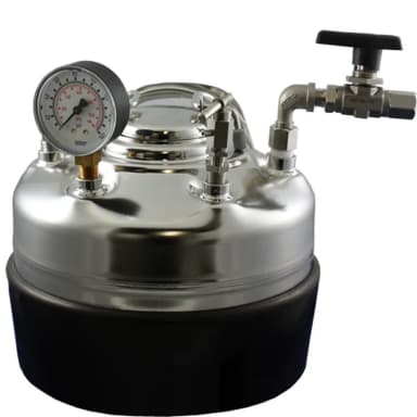 1-Gal 316SS Pressure Vessel (includes: pressure gauge, safety relief valve, hose barb connectors (3/8" OD tubing), tubing, hose clamp, dip tube)