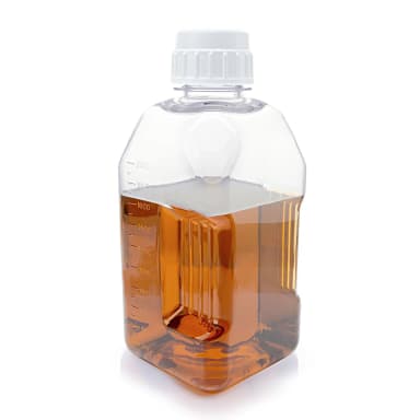 Bottle, Square Media, PETG with HDPE Closure, 2000mL, STERILE with Tamper Evident Shrink Band, 6/Shrink Wrapped Tray