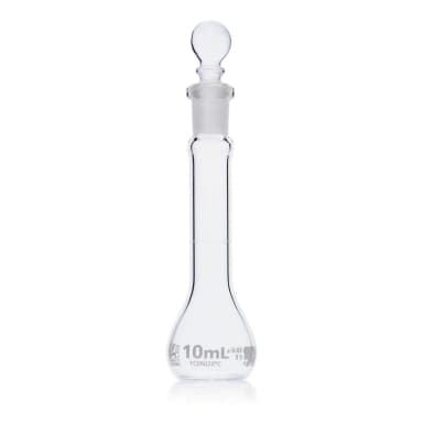 Flask, Volumetric , Globe Glass, 10mL, Class A, To Contain (TC), ASTM E288, 6/Box