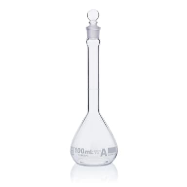 Flask, Volumetric , Globe Glass, 100mL, Class A, To Contain (TC), ASTM E288, 6/Box